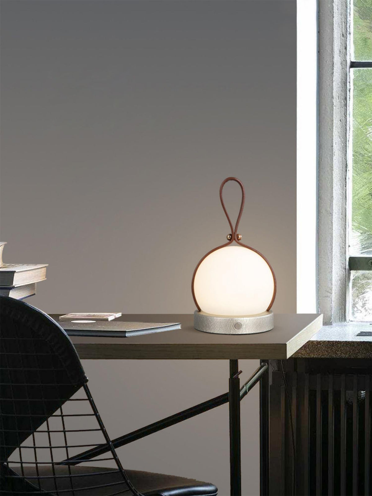 Foldwell Minimalist Grey Iron Portable Table Lamp