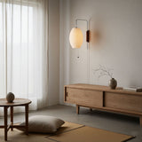 Mid-Century Walnut Bubble Sconce – Swivel Plug-In