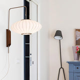 Mid-Century Walnut Bubble Sconce – Swivel Plug-In