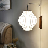 Mid-Century Walnut Bubble Sconce – Swivel Plug-In