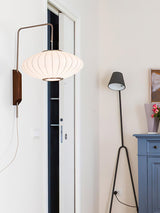 Mid-Century Walnut Bubble Sconce – Swivel Plug-In