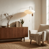 Mid-Century Walnut Bubble Sconce – Swivel Plug-In