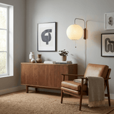 Mid-Century Walnut Bubble Sconce – Swivel Plug-In