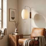 Mid-Century Walnut Bubble Sconce – Swivel Plug-In