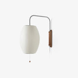 Mid-Century Walnut Bubble Sconce – Swivel Plug-In