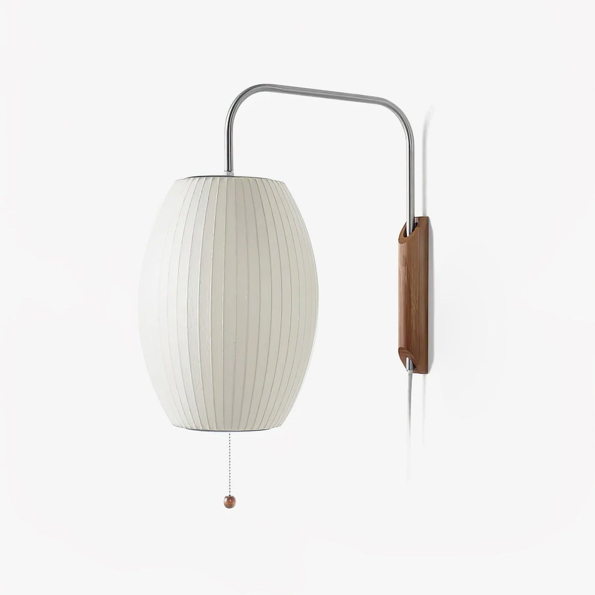 Mid-Century Walnut Bubble Sconce – Swivel Plug-In