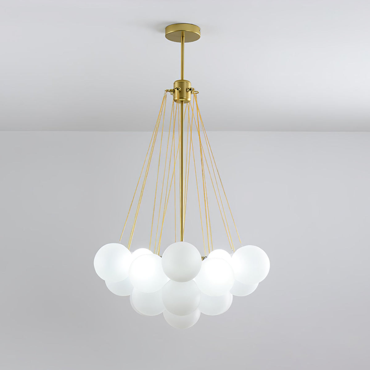 Modern Gold Glass Bubble Chandelier – Sphere Cluster