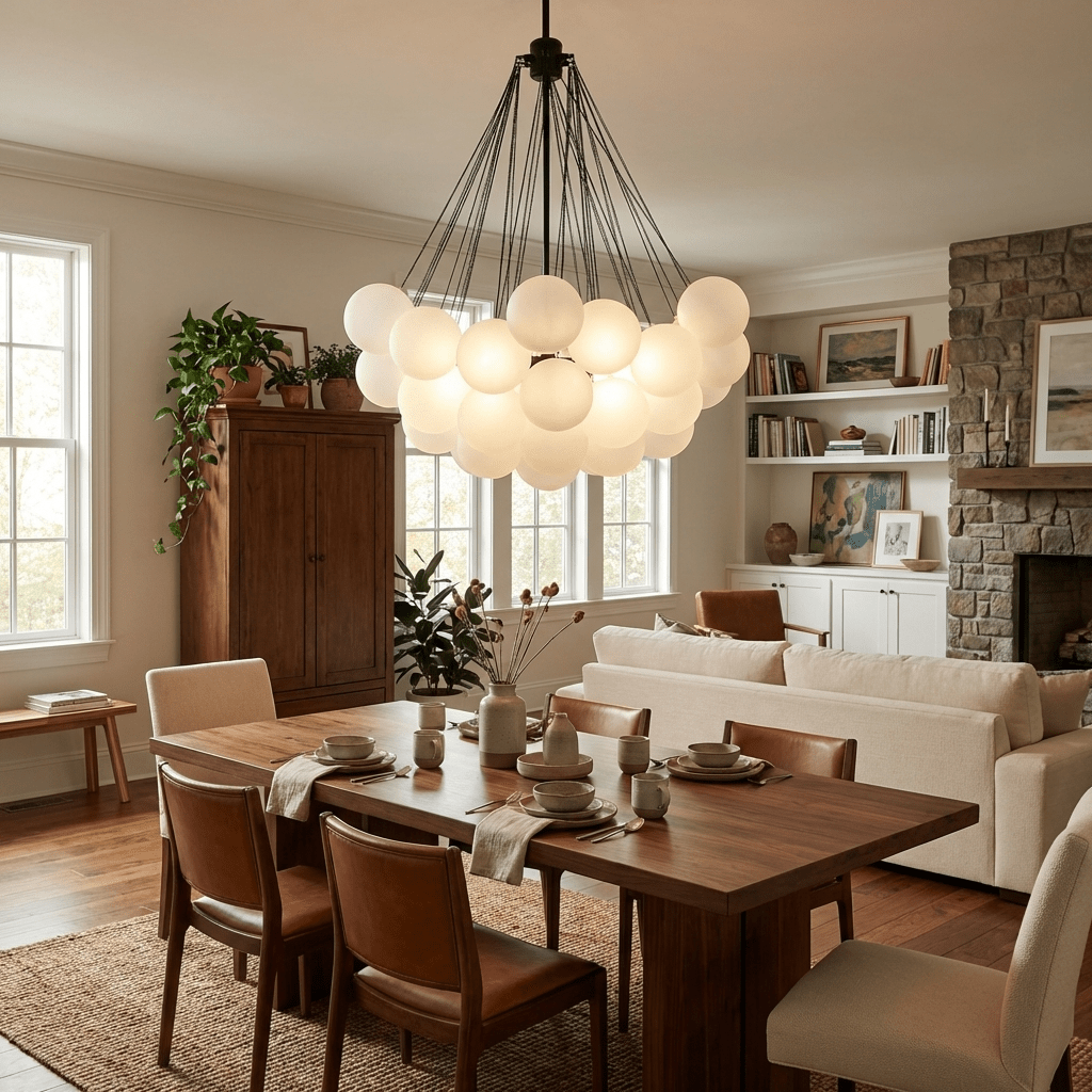 Modern Gold Glass Bubble Chandelier – Sphere Cluster