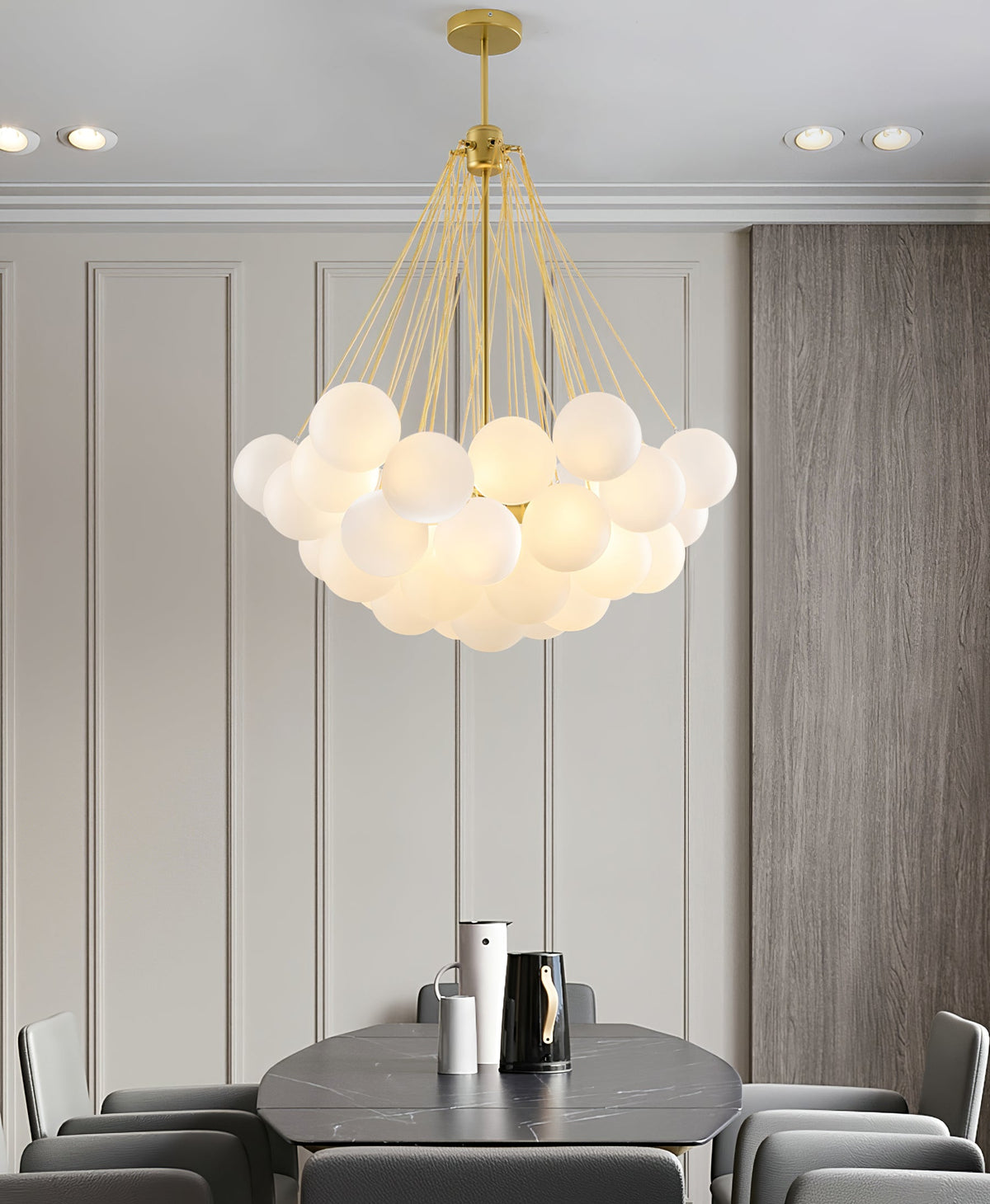 Modern Gold Glass Bubble Chandelier – Sphere Cluster
