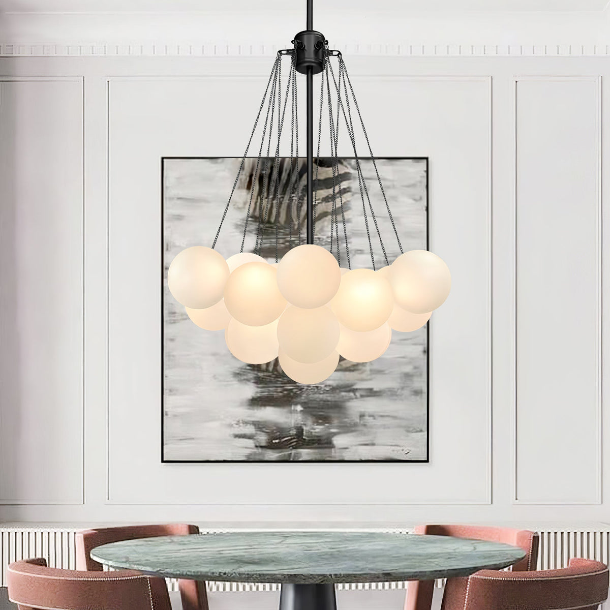 Modern Gold Glass Bubble Chandelier – Sphere Cluster