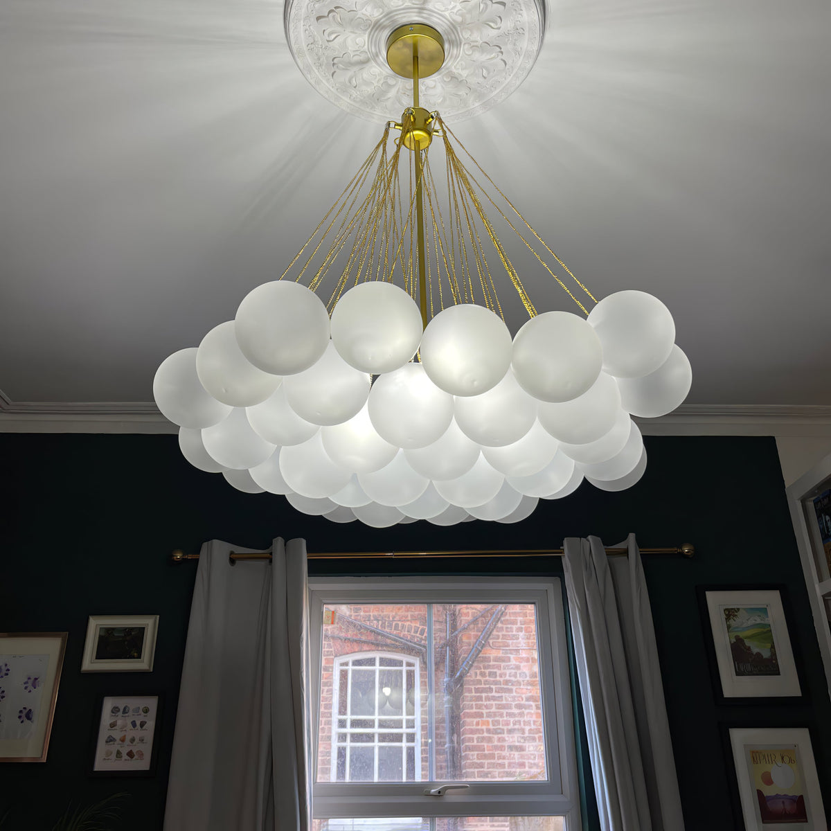Modern Gold Glass Bubble Chandelier – Sphere Cluster