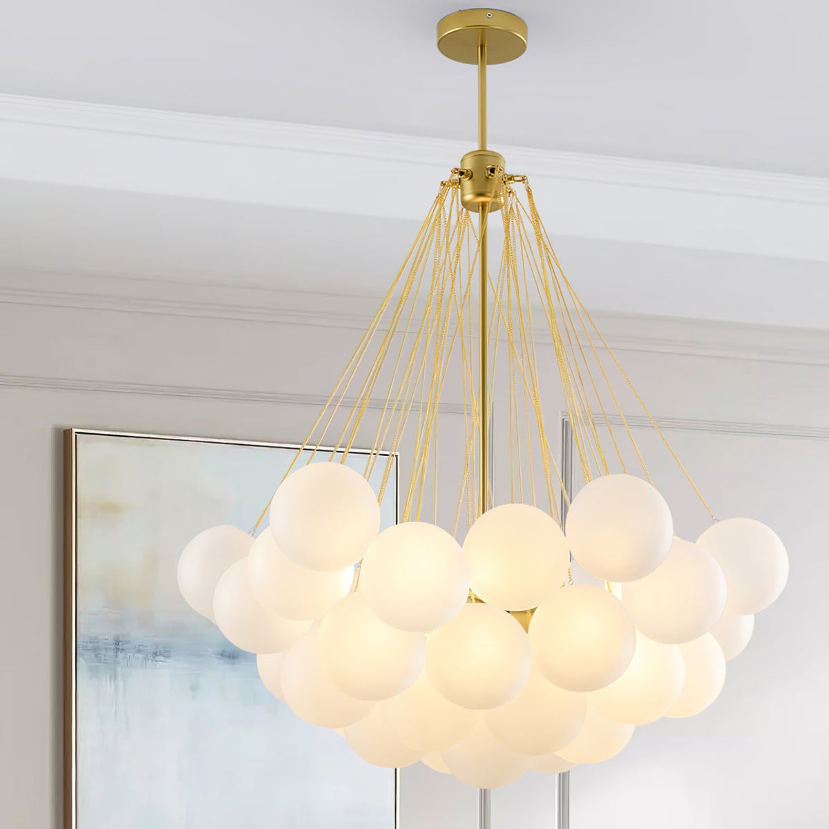 Modern Gold Glass Bubble Chandelier – Sphere Cluster