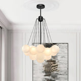Modern Gold Glass Bubble Chandelier – Sphere Cluster