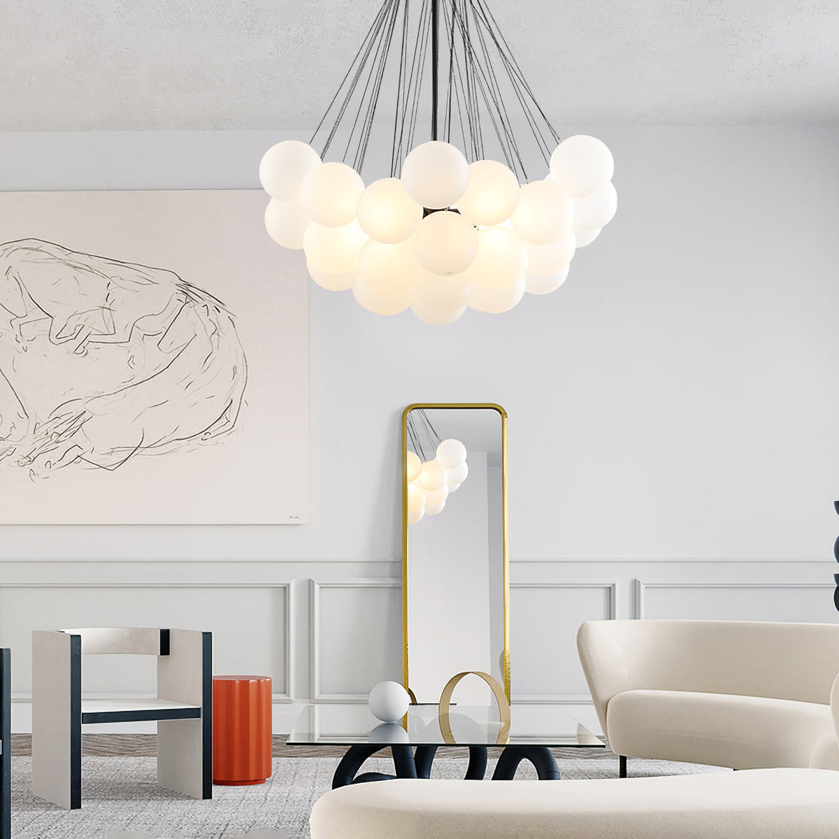 Modern Gold Glass Bubble Chandelier – Sphere Cluster