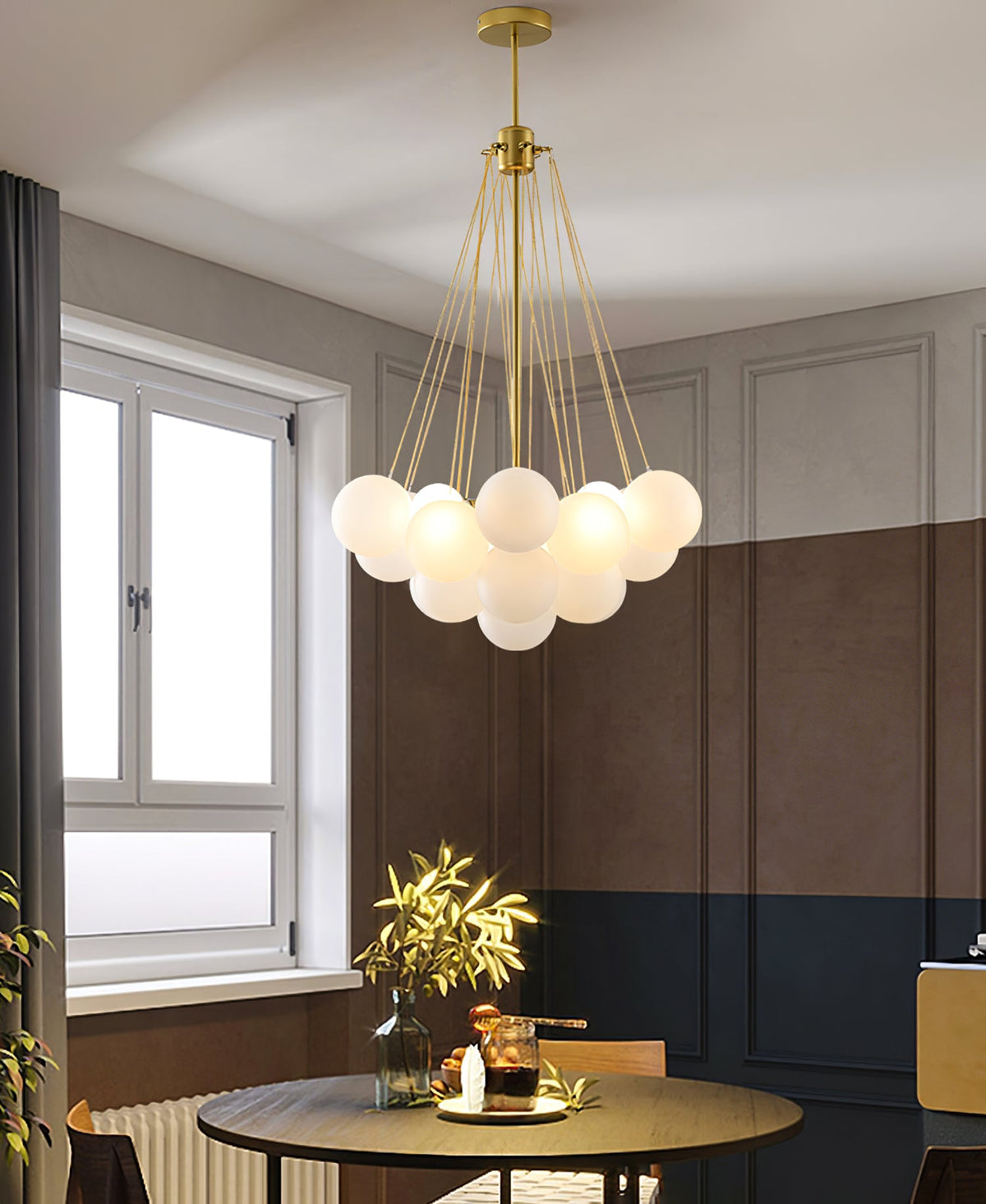 Modern Gold Glass Bubble Chandelier – Sphere Cluster