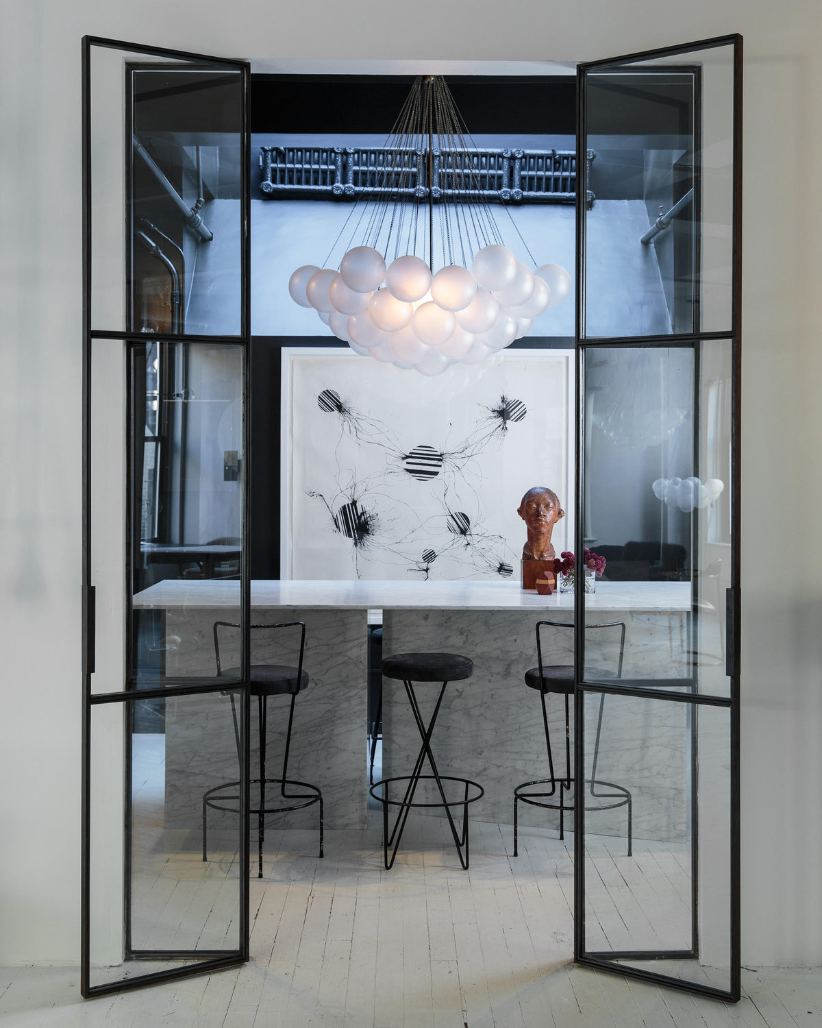 Modern Gold Glass Bubble Chandelier – Sphere Cluster