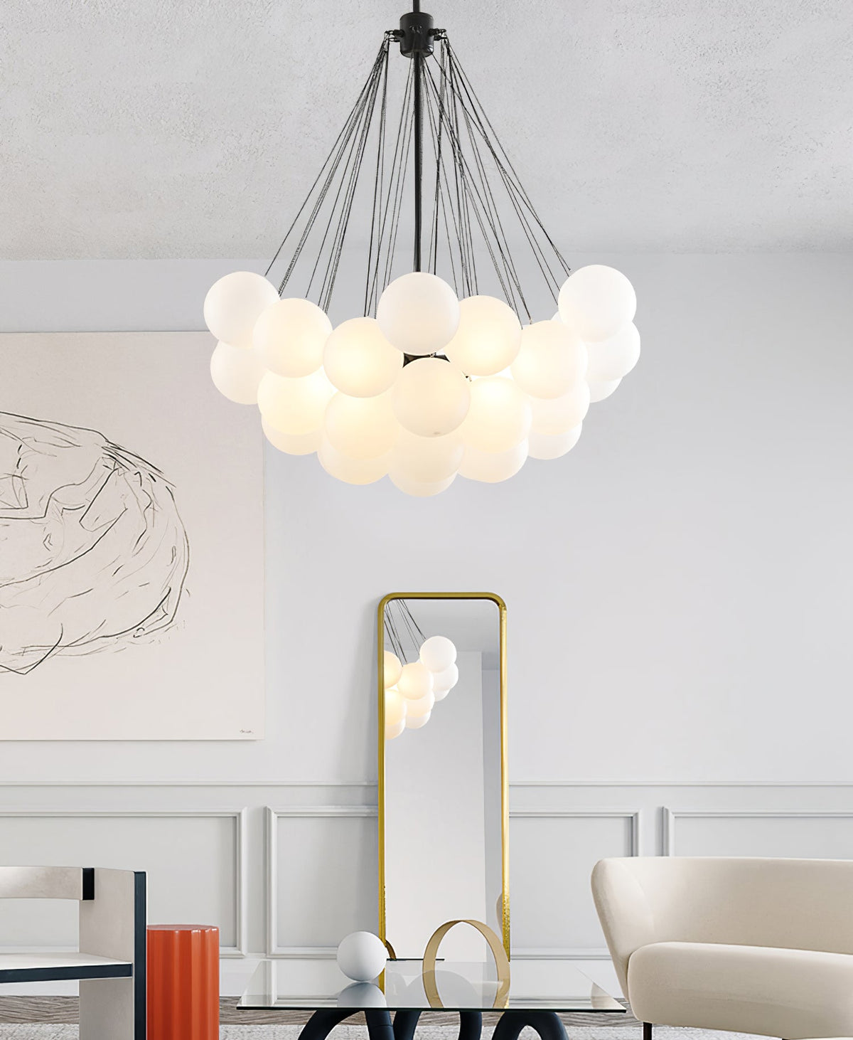 Modern Gold Glass Bubble Chandelier – Sphere Cluster