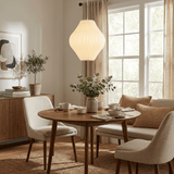Mid-Century White Silk Pendant – Bubble Wireframe