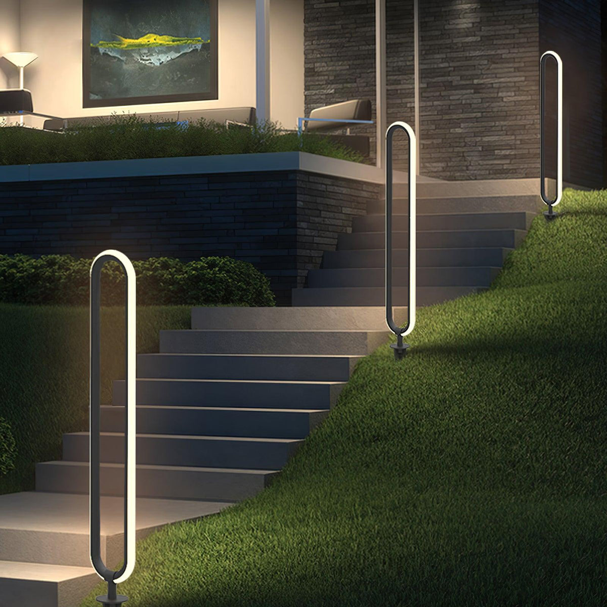Modern Black Garden Light – Slim Bollard Light for Pathway