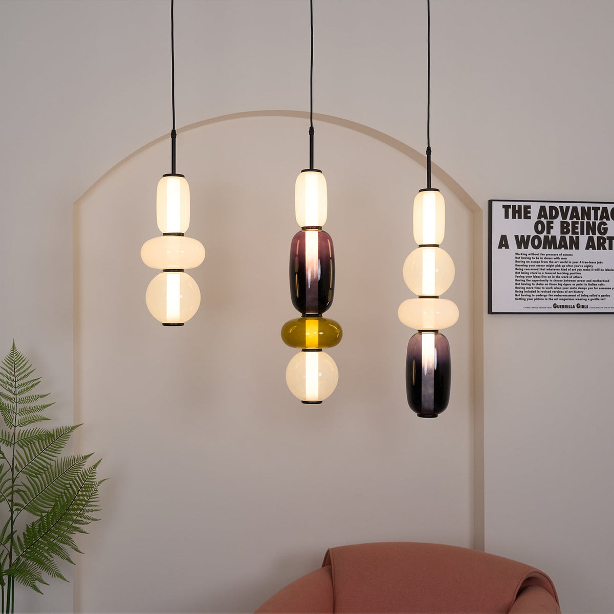 Artisan Tinted Glass Pendant – Hand-Blown Jar LED