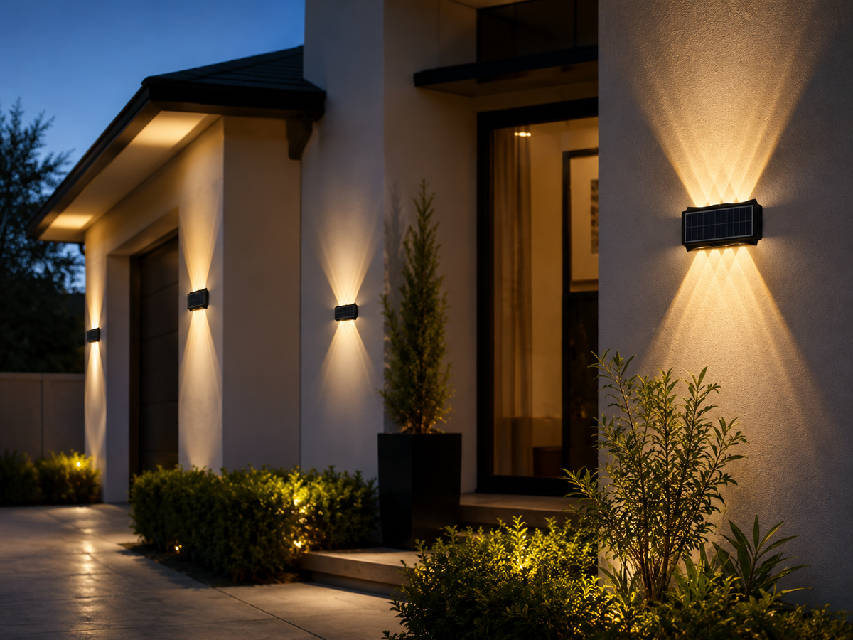 Modern Solar Outdoor Wall Light – Up Down LED Sconce