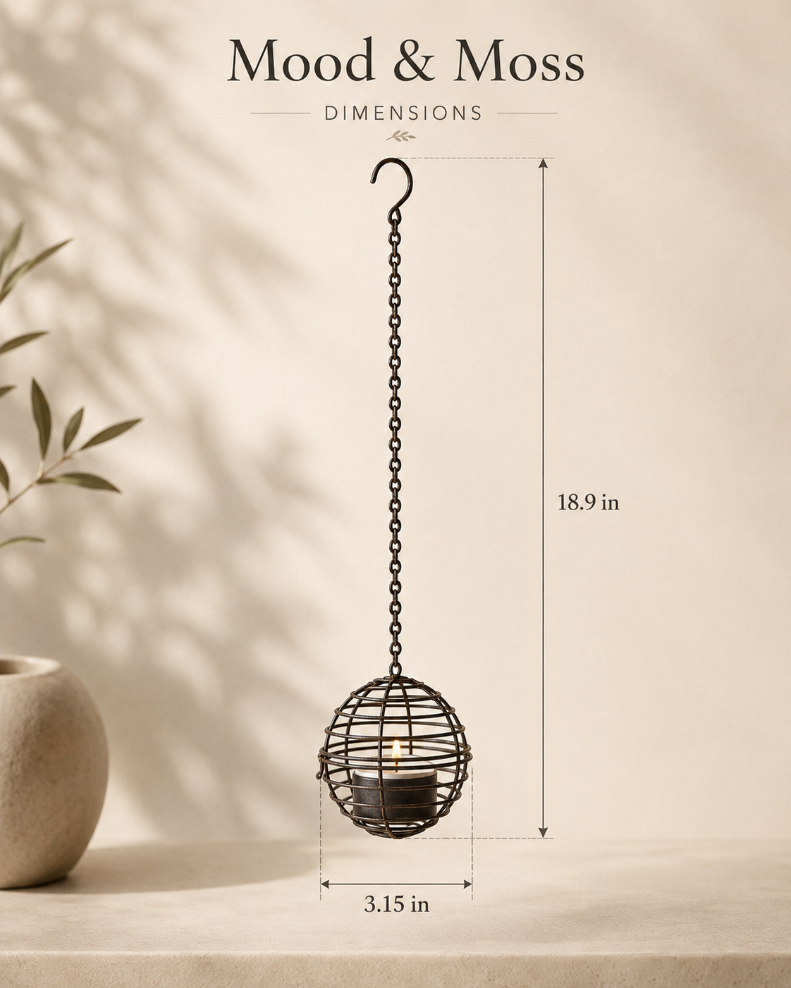 Rustic Rust Iron Solar Lanterns – Sphere Hanging Light (4 Pack)