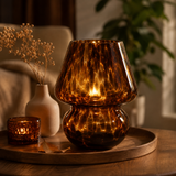 Modern Amber Blown Glass Lamp – Mushroom Table Light