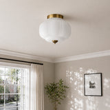 Retro Ribbed Glass Ceiling Light – Flush Mount for Bedrooms