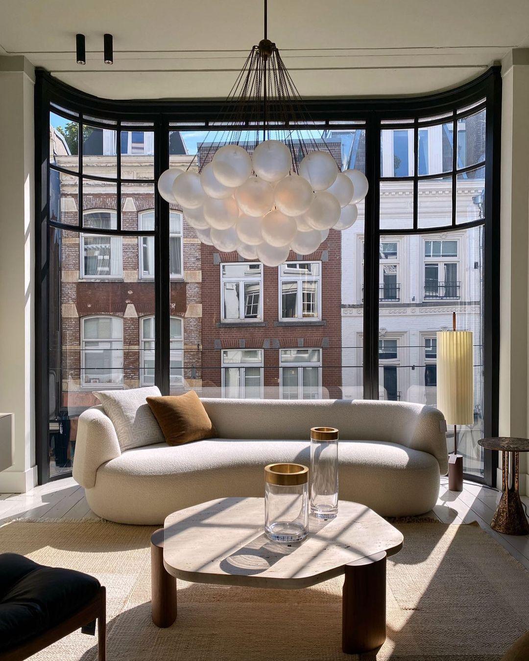 Modern Gold Glass Bubble Chandelier – Sphere Cluster
