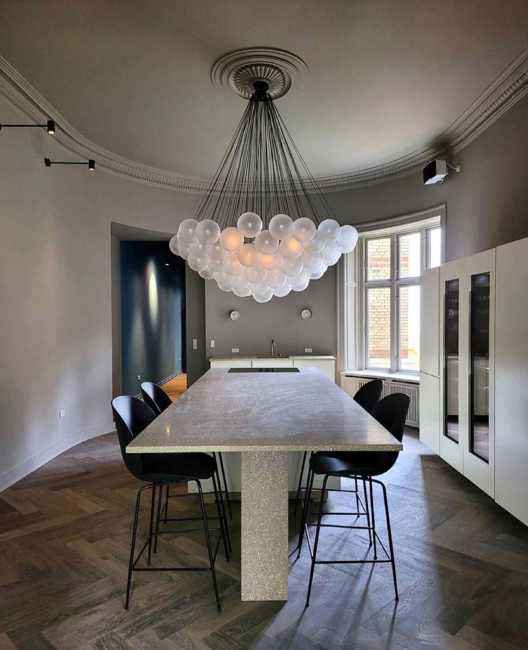 Modern Gold Glass Bubble Chandelier – Sphere Cluster