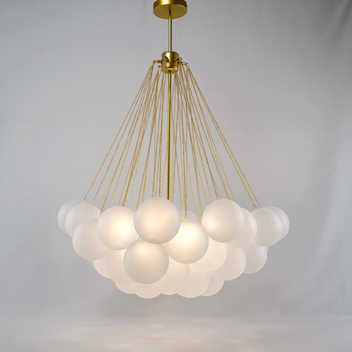 Modern Gold Glass Bubble Chandelier – Sphere Cluster