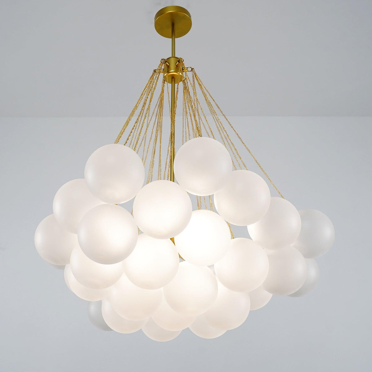 Modern Gold Glass Bubble Chandelier – Sphere Cluster