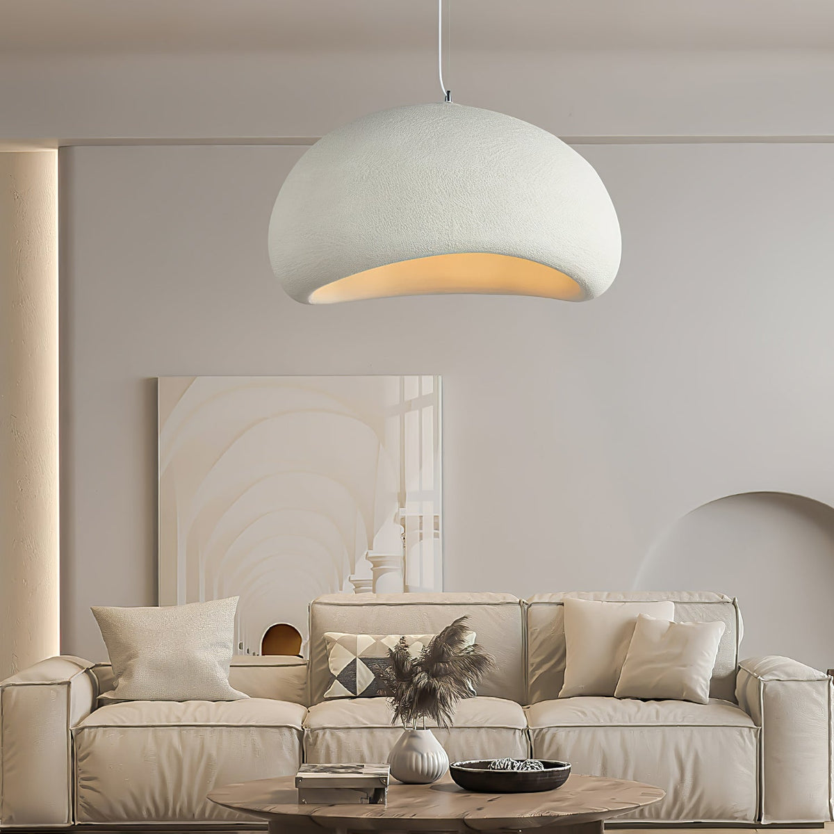 Organic White Cloud Pendant Light – Sphere Shade