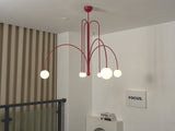 Modern Glass Chandelier – Six-Head Curved Arm
