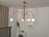 Modern Glass Chandelier – Six-Head Curved Arm