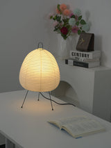 Japandi White Paper Table Lamp – Lantern Shade