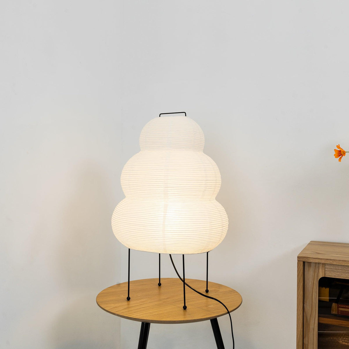 Japandi White Paper Table Lamp – Lantern Shade