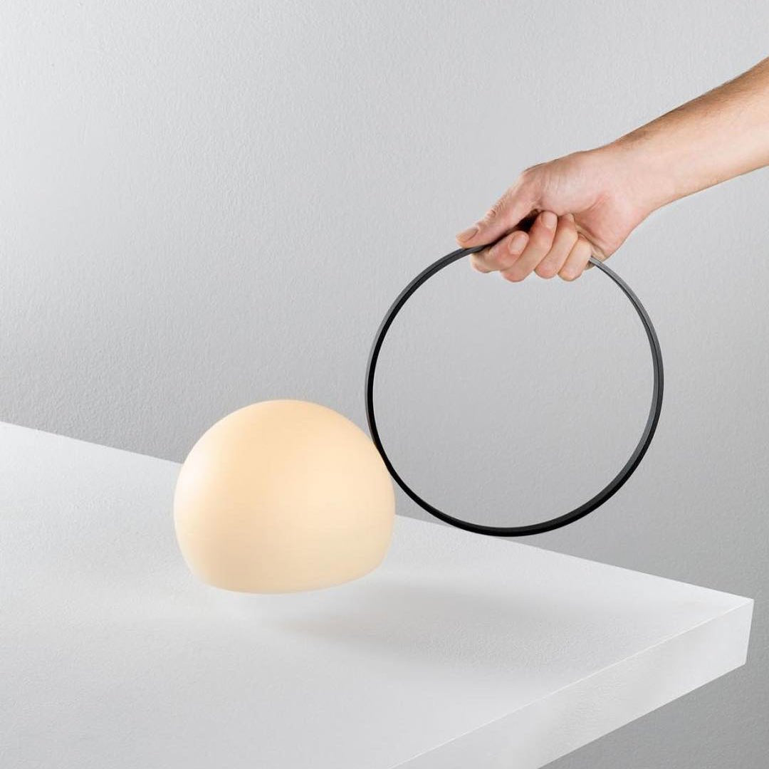 Modern Black Dome Table Lamp – Cordless Lamp for Patio