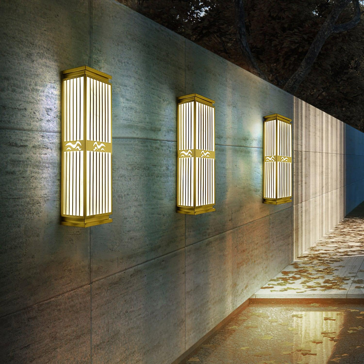 Modern Gold Outdoor Wall Light – Tall Sconce for Porch