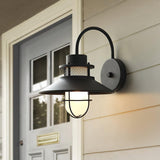 Industrial Black Wall Light – Glass Sconce for Porch