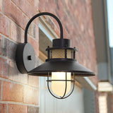 Industrial Black Wall Light – Glass Sconce for Porch