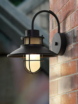 Industrial Black Wall Light – Glass Sconce for Porch