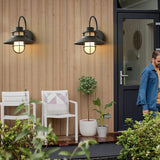 Industrial Black Wall Light – Glass Sconce for Porch
