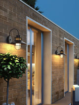 Industrial Black Wall Light – Glass Sconce for Porch