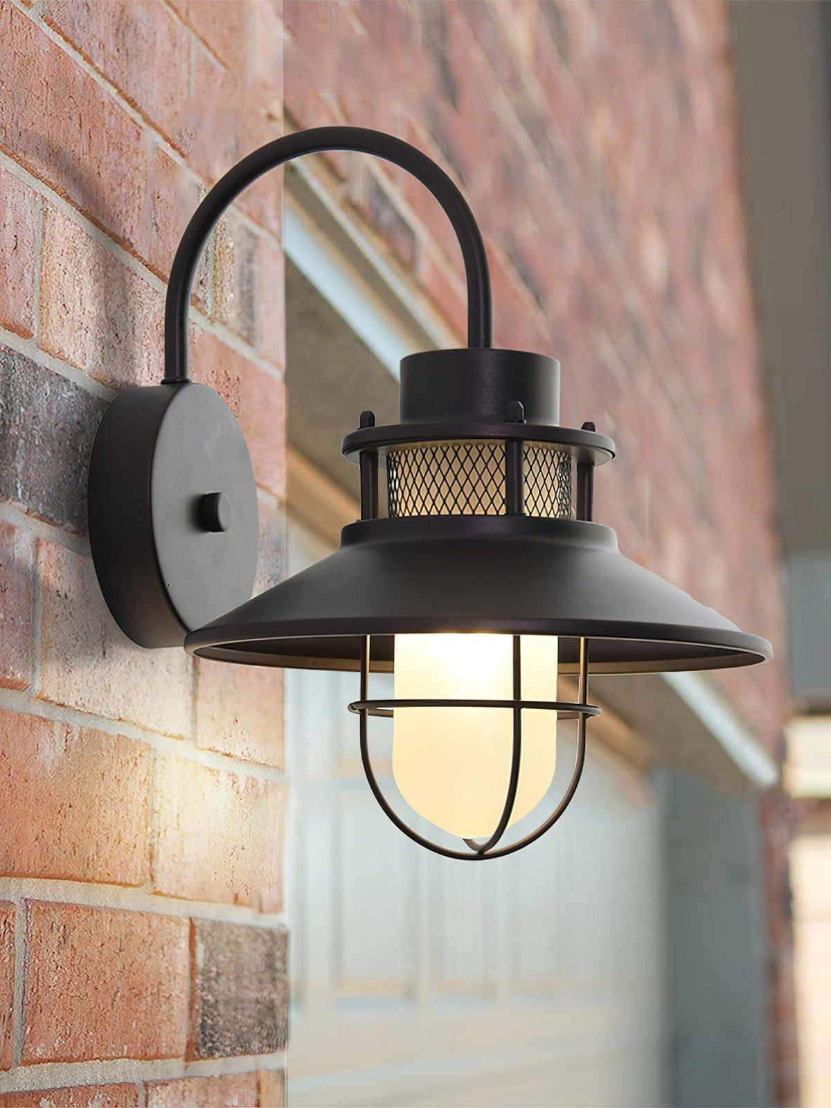 Industrial Black Wall Light – Glass Sconce for Porch