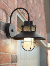 Industrial Black Wall Light – Glass Sconce for Porch