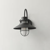 Industrial Black Wall Light – Glass Sconce for Porch