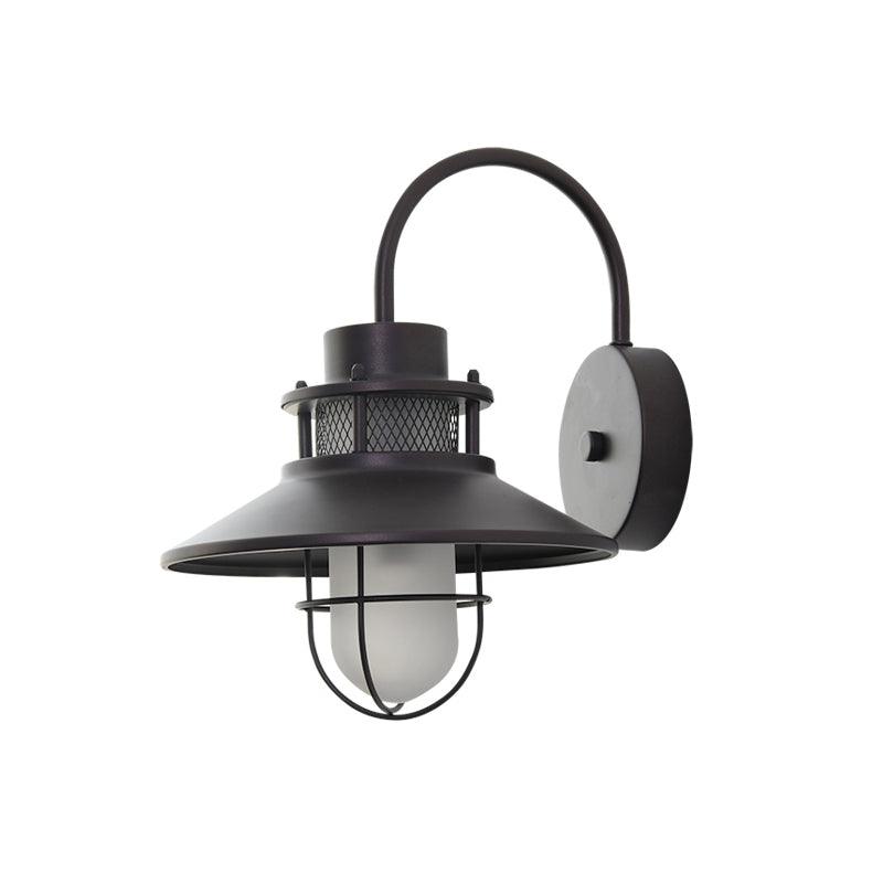 Industrial Black Wall Light – Glass Sconce for Porch