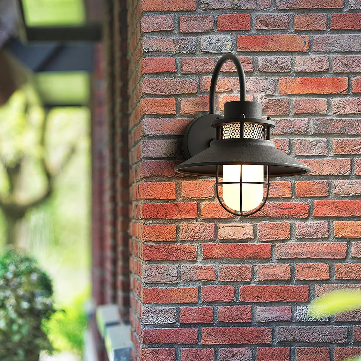 Industrial Black Wall Light – Glass Sconce for Porch