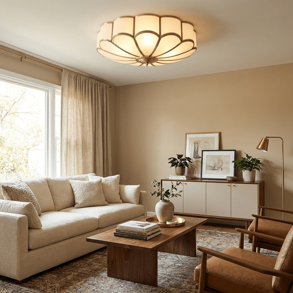 Art Deco Brass Glass Ceiling Light – Petal Bloom